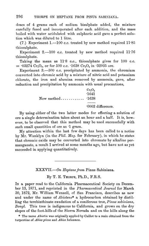 XXXVII.—On heptane from Pinus sabiniana