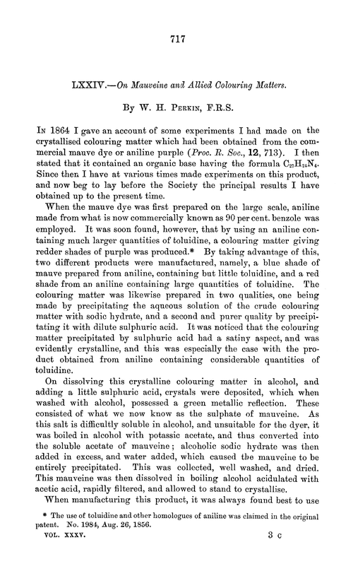 LXXIV.—On mauveine and allied colouring matters