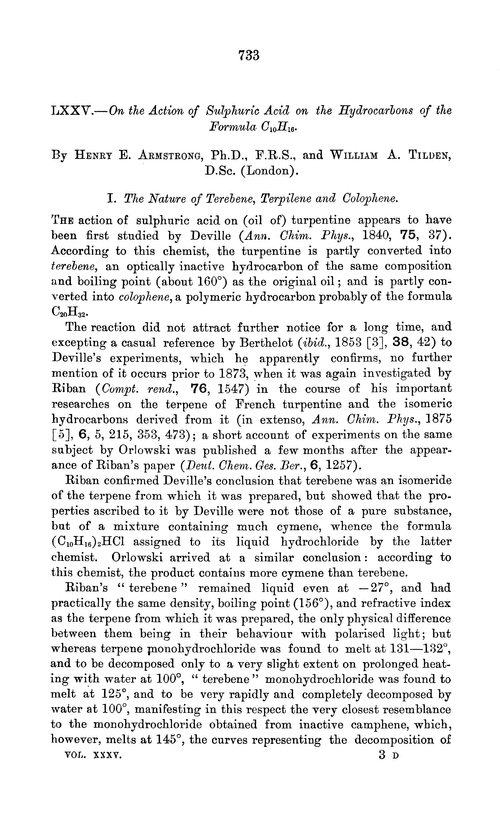 LXXV.—On the action of sulphuric acid on the hydrocarbons of the formula C10H16
