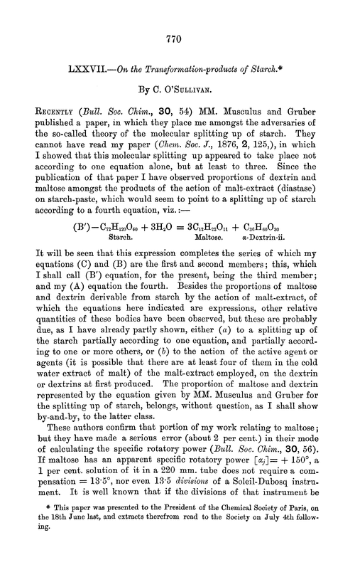 LXXVII.—On the transformation-products of starch