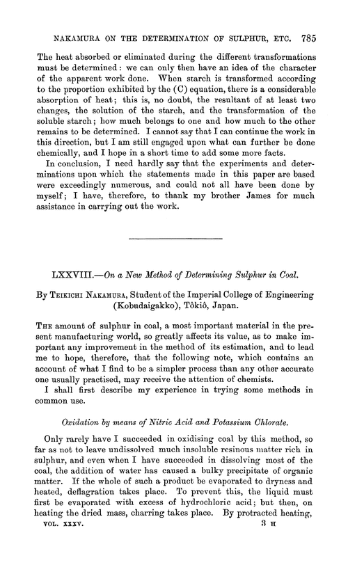 LXXVIII.—On a new method of determining sulphur in coal