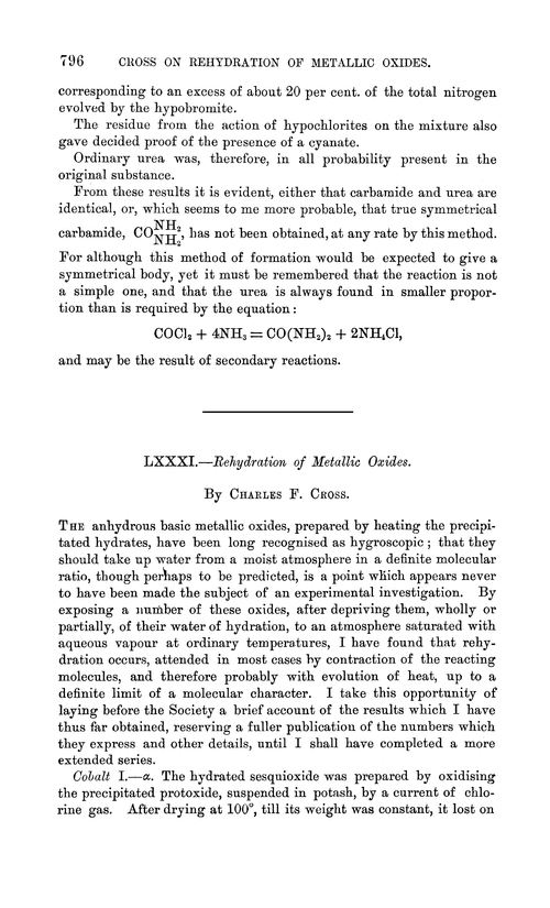 LXXXI.—Rehydration of metallic oxides