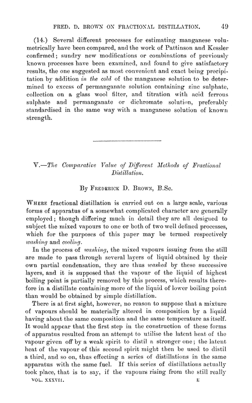 V.—The comparative value of different methods of fractional distillation