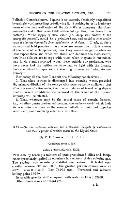 XXI.—On the relation between the molecular weights of substances and their specific gravities when in the liquid state