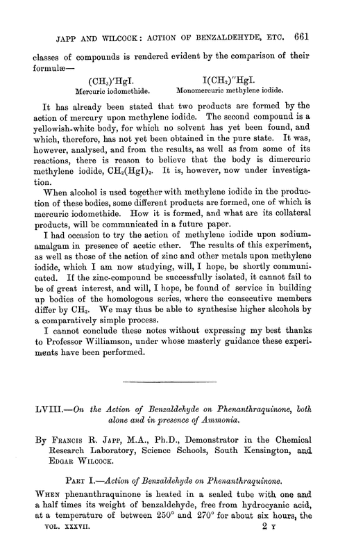 LVIII.—On the action of benzaldehyde on phenanthraquinone, both alone and in presence of ammonia