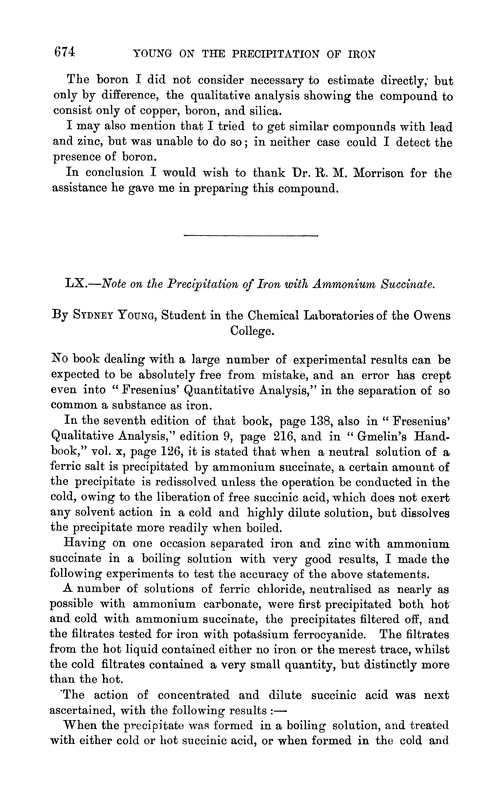 LX.—Note on the precipitation of iron with ammonium succinate