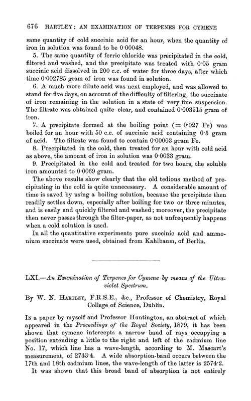 LXI.—An examination of terpenes for cymene by means of the ultraviolet spectrum