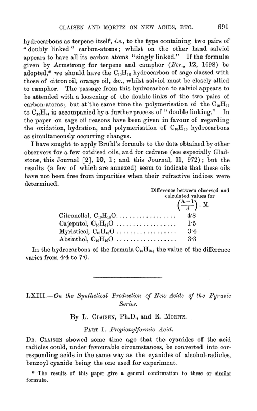 LXIII.—On the synthetical production of new acids of the pyruvic series