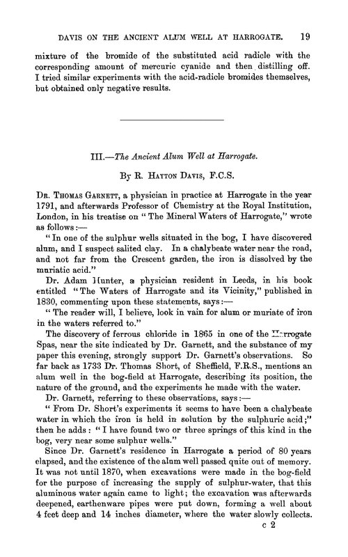 III.—The ancient alum well at Harrogate