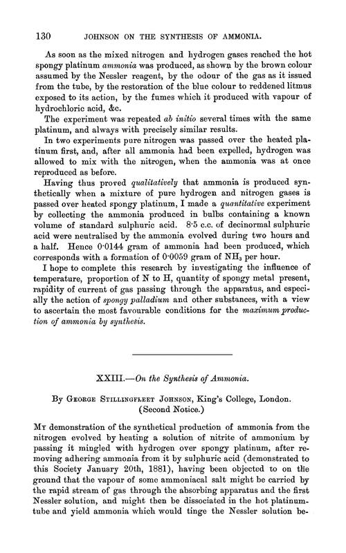 XXIII.—On the synthesis of ammonia