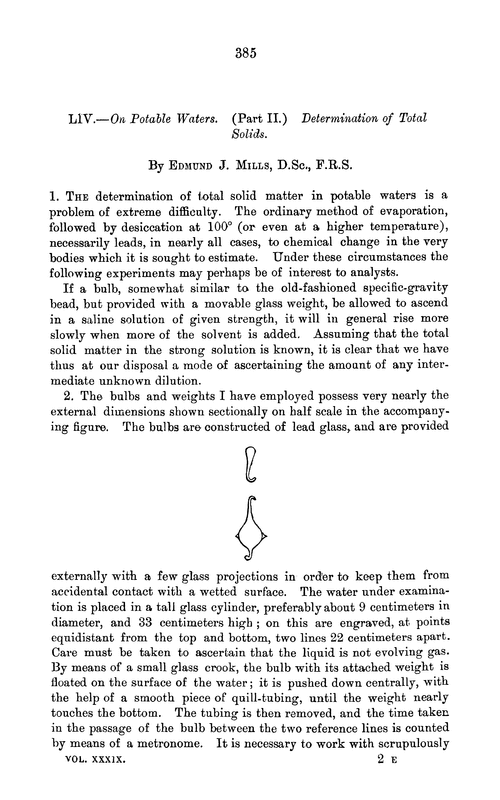 LIV.—On potable waters. (Part II.) Determination of total solids
