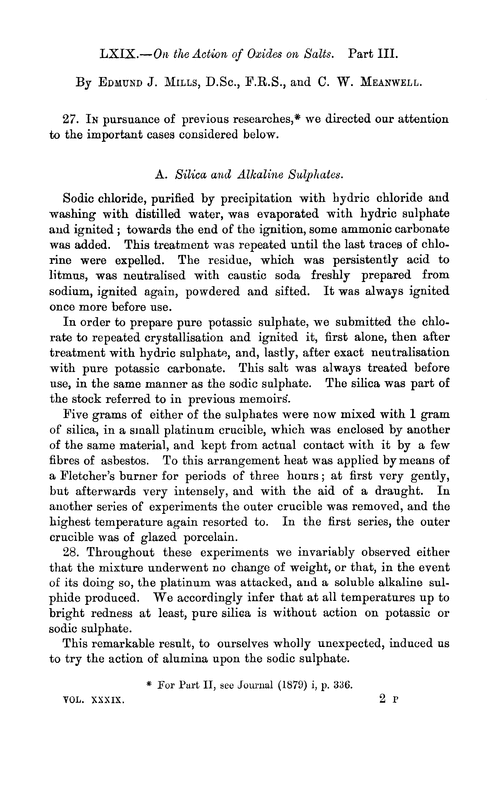 LXIX.—On the action of oxides on salts. Part III