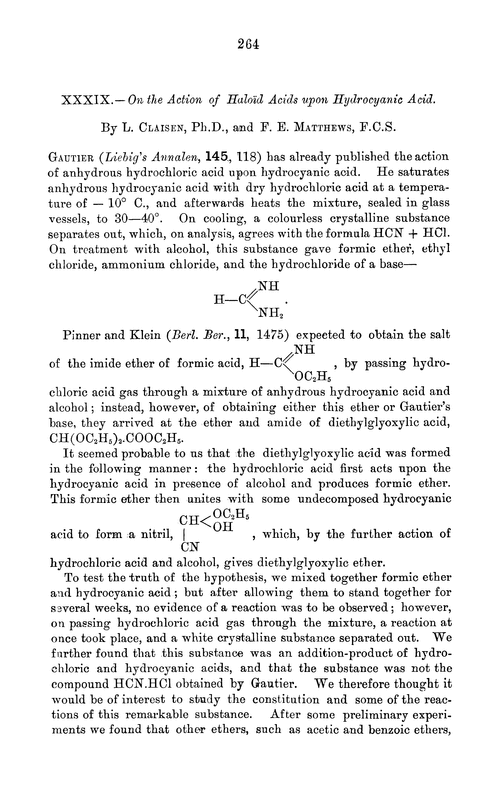XXXIX.—On the action of haloïd acids upon hydrocyanic acid