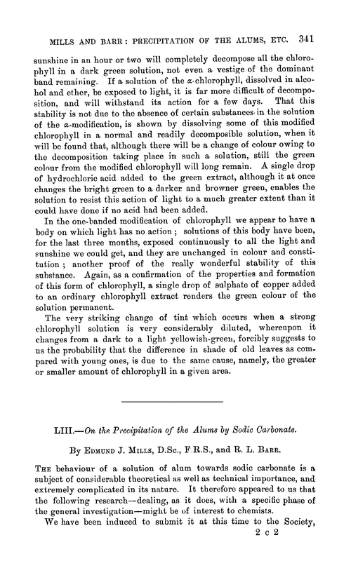 LIII.—On the precipitation of the alums by sodic carbonate