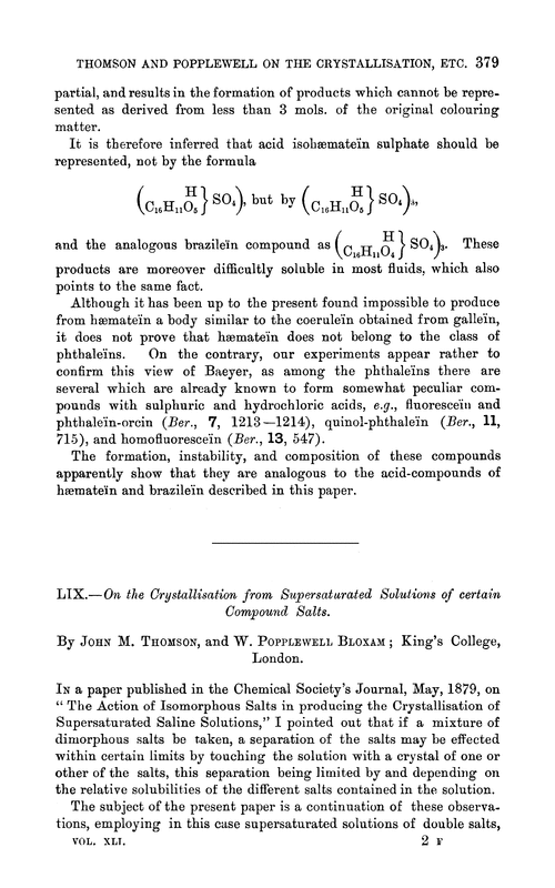 LIX.—On the crystallisation from supersaturated solutions of certain compound salts