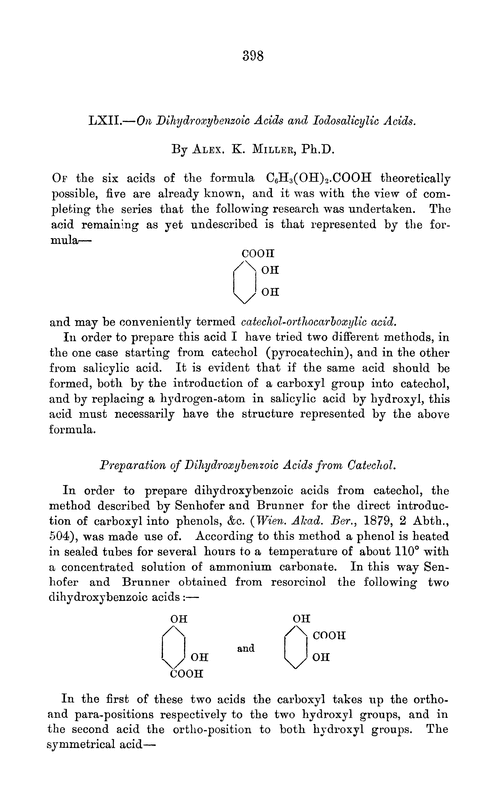 LXII.—On dihydroxybenzoic acids and iodosalicylic acids