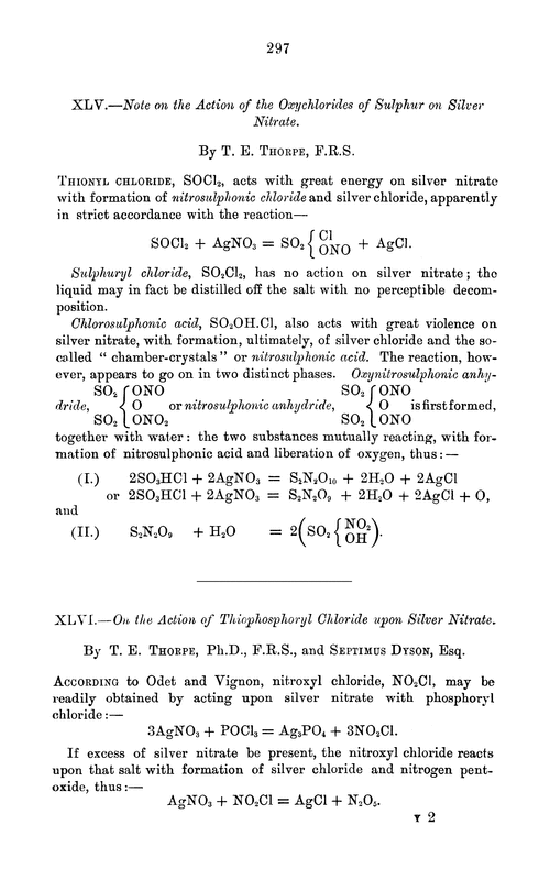 XLVI.—On the action of thiophosphoryl chloride upon silver nitrate