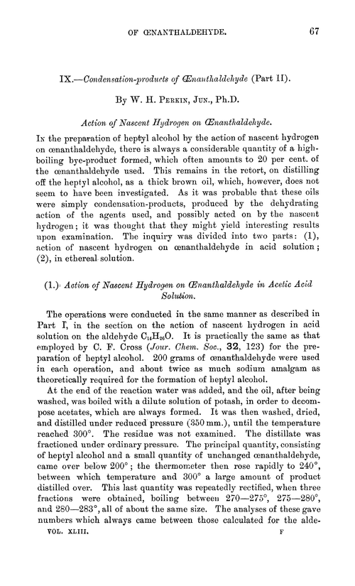IX.—Condensation-products of œnanthaldehyde (Part II)