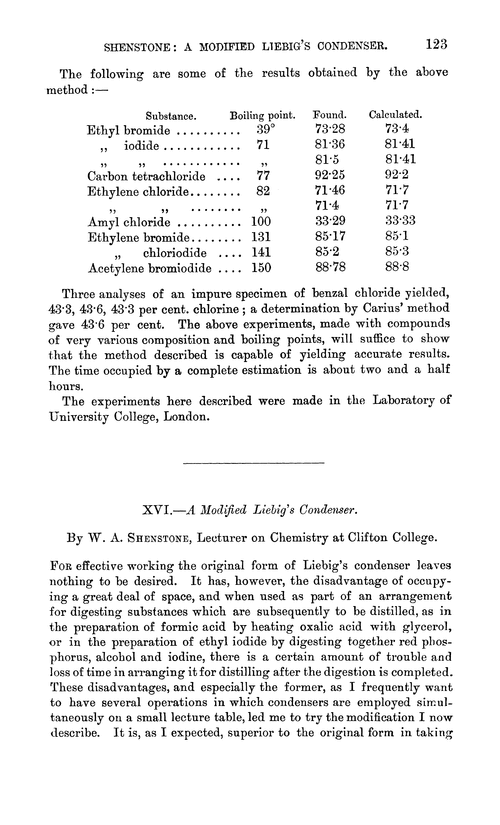XVI.—A modified Liebig's condenser