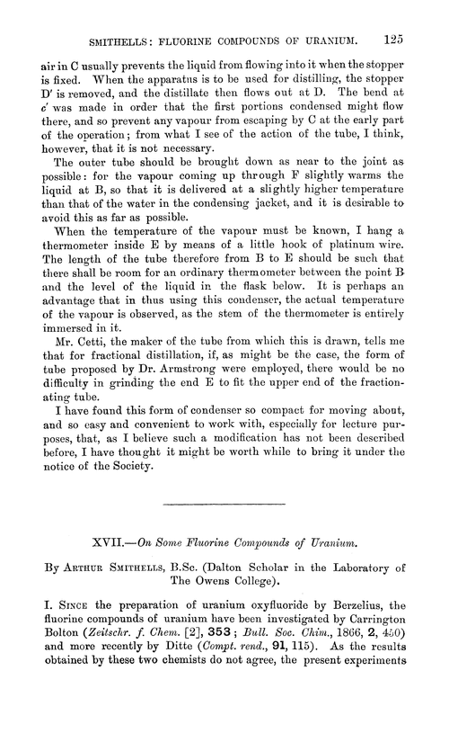 XVII.—On some fluorine compounds of uranium