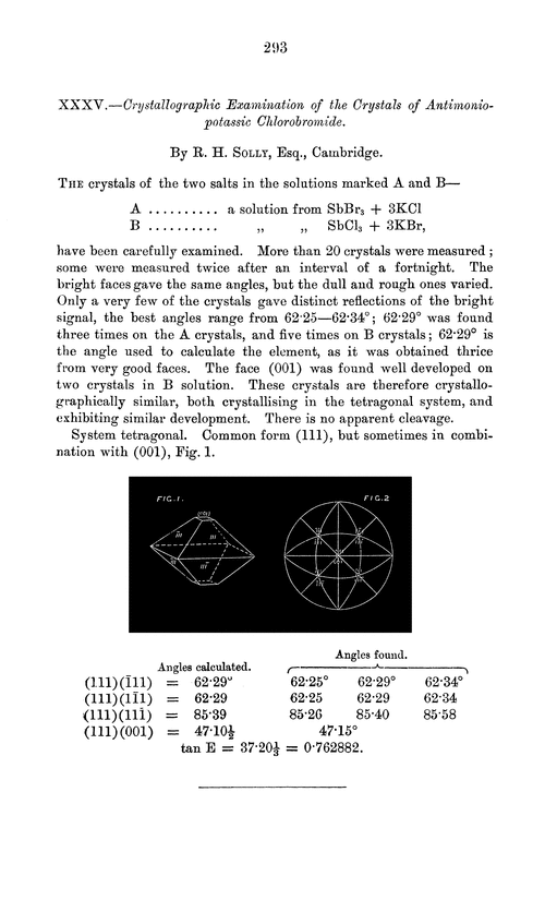 XXXV.—Crystallographic examination of the crystals of antimoniopotassic chlorobromide