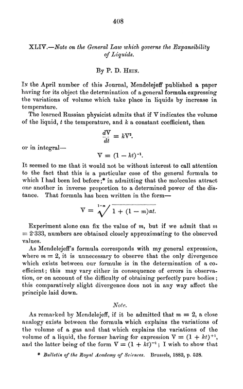 XLIV.—Note on the general law which governs the expansibility of liquids