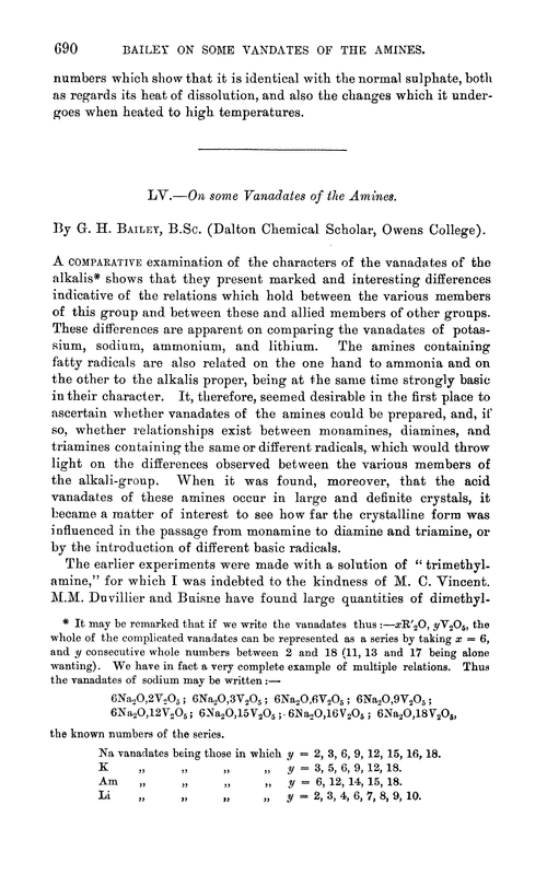 LV.—On some vanadates of the amines