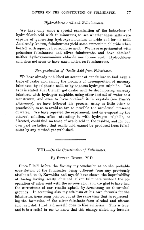 VIII.—On the constitution of fulminates