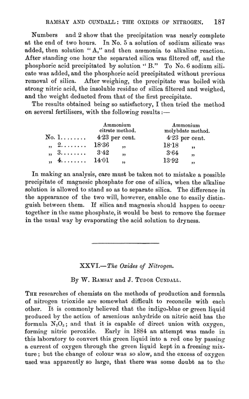 XXVI.—The oxides of nitrogen