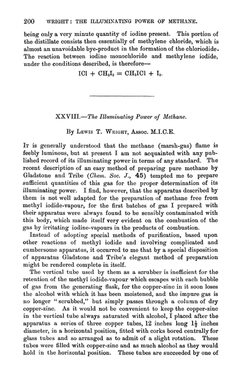 XXVIII.—The illuminating power of methane