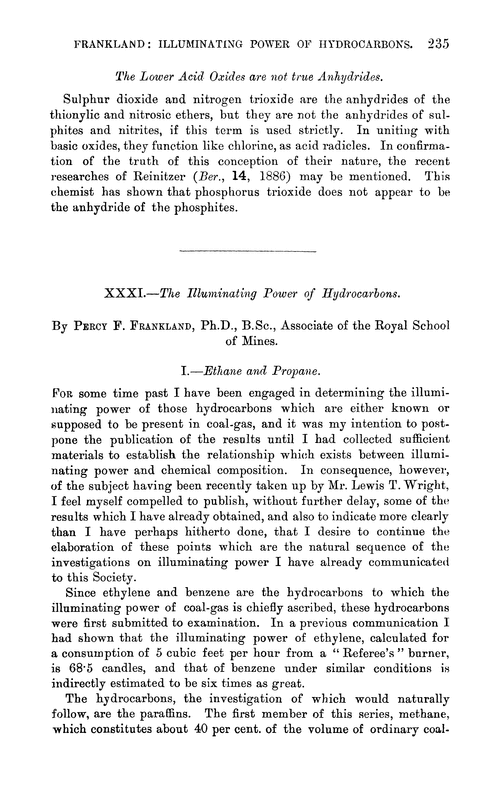 XXXI.—The illuminating power of hydrocarbons