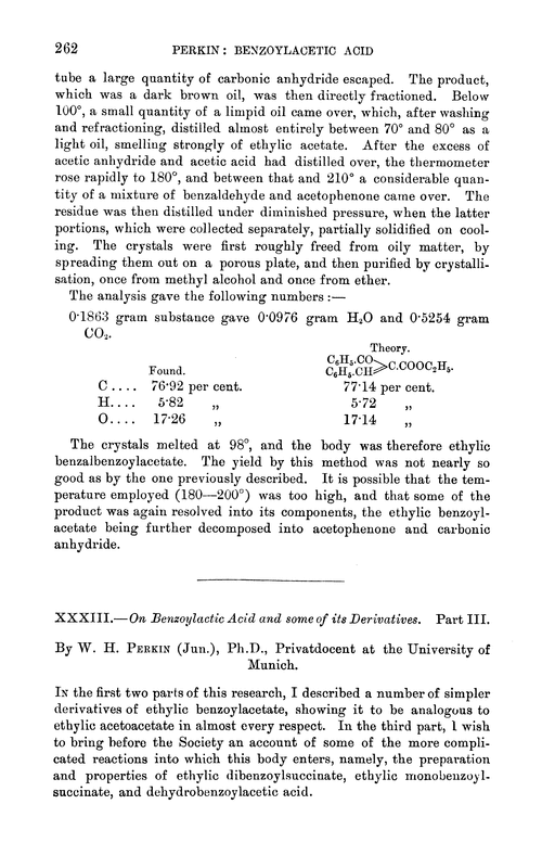 XXXIII.—On benzoylactic acid and some of its derivatives. Part III