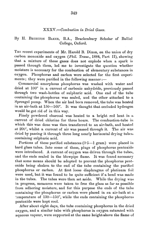 XXXV.—Combustion in dried gases