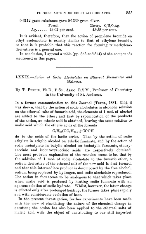 LXXIX.—Action of sodic alcoholates on ethereal fumarates and maleates