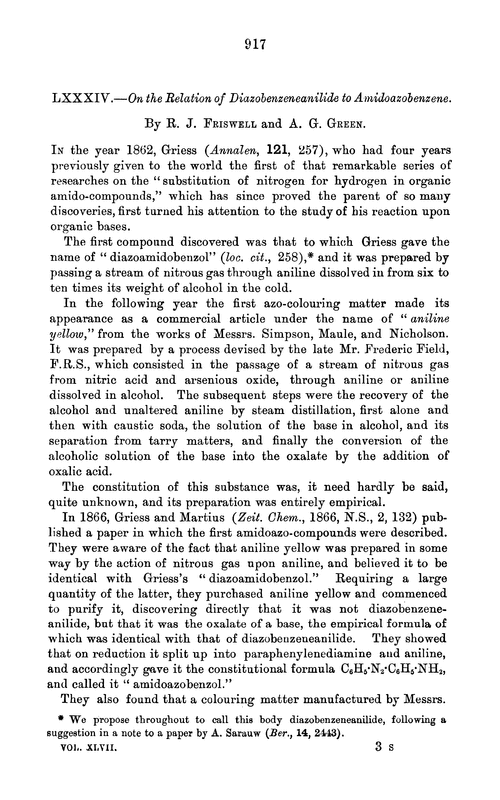 LXXXIV.—On the relation of diazobenzeneanilide to amidoazobenzene