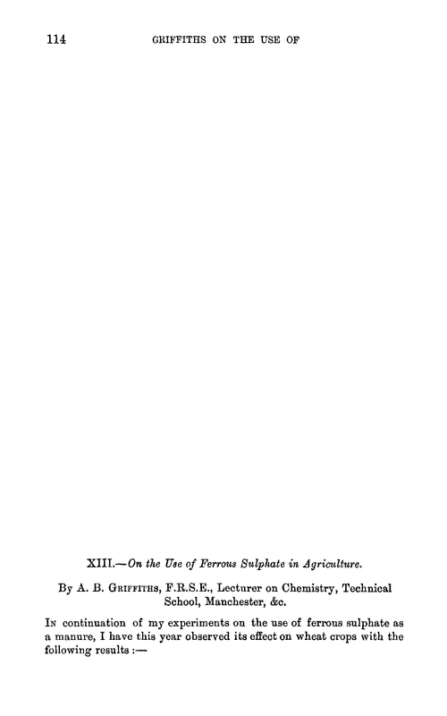 XIII.—On the use of ferrous sulphate in agriculture