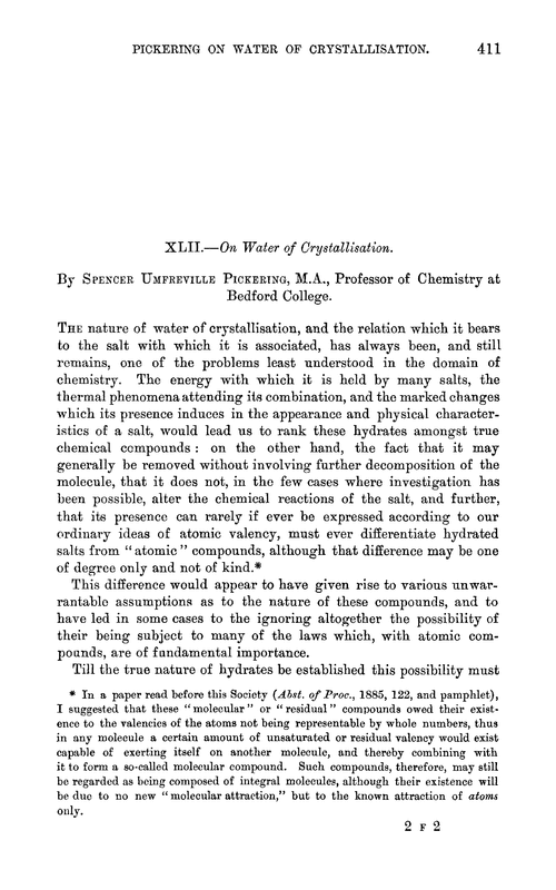 XLII.—On water of crystallisation