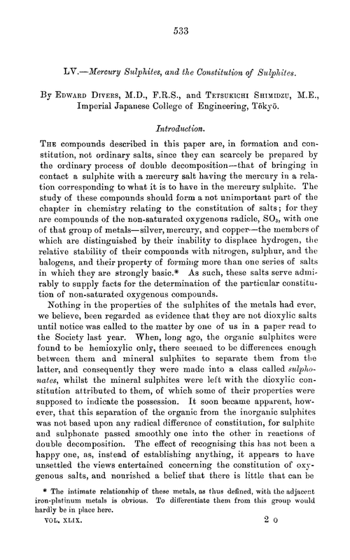 LV.—Mercury sulphites, and the constitution of sulphites