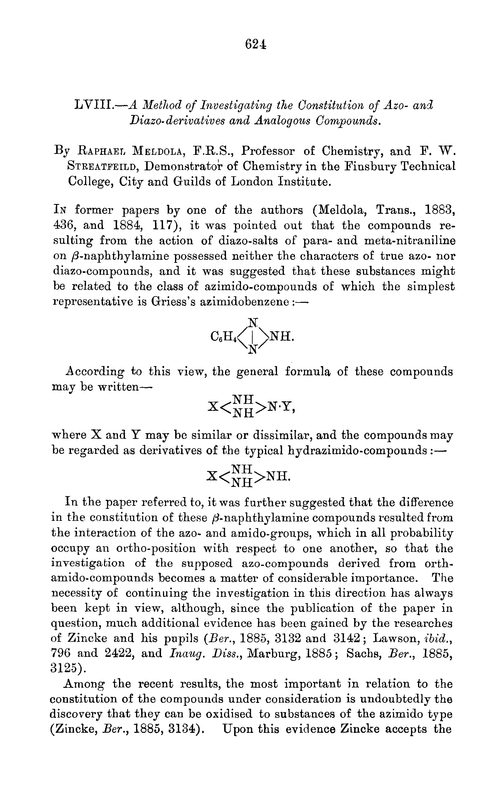 LVIII.—A method of investigating the constitution of azo- and diazo-derivatives and analogous compounds