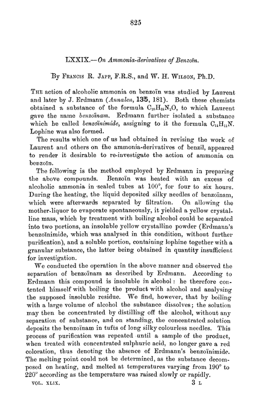 LXXIX.—On ammonia-derivatives of benzoïn