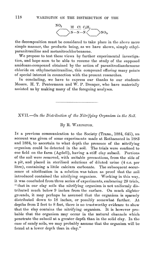 XVII.—On the distribution of the nitrifying organism in the soil