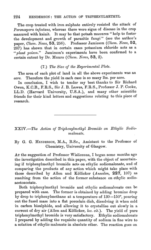 XXIV.—The action of triphenylmethyl bromide on ethylic sodiomalonate