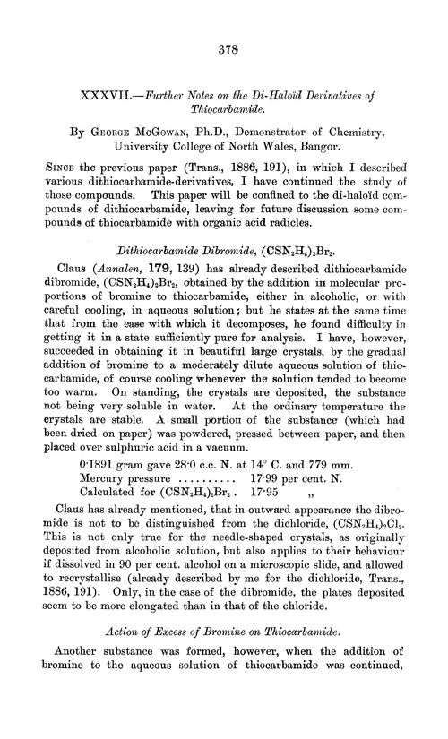 XXXVII.—Further notes on the di-haloïd derivatives of thiocarbamide