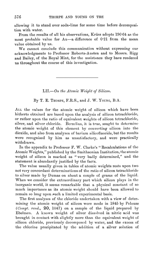 LII.—On the atomic weight of silicon