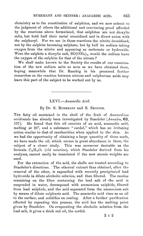 LXVI.—Anacardic acid