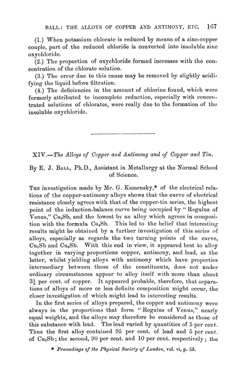 XIV.—The alloys of copper and antimony and of copper and tin