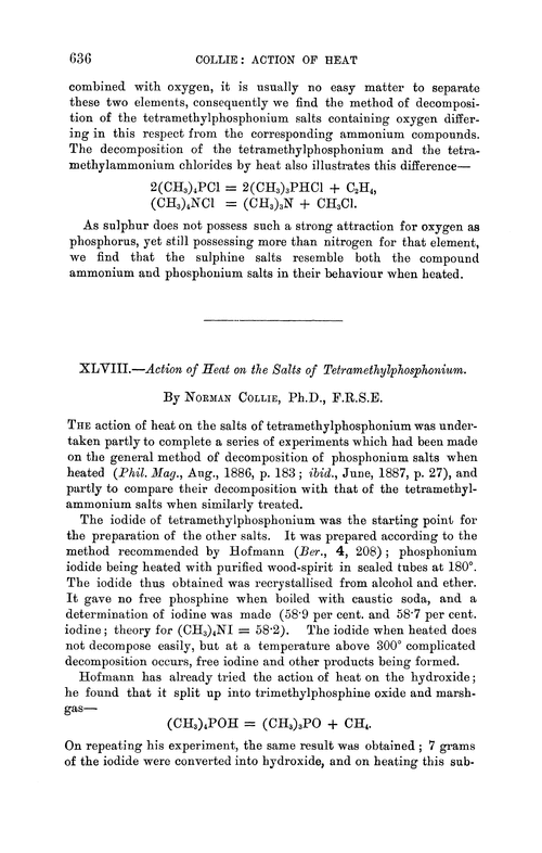 XLVIII.—Action of heat on the salts of tetramethylphosphonium