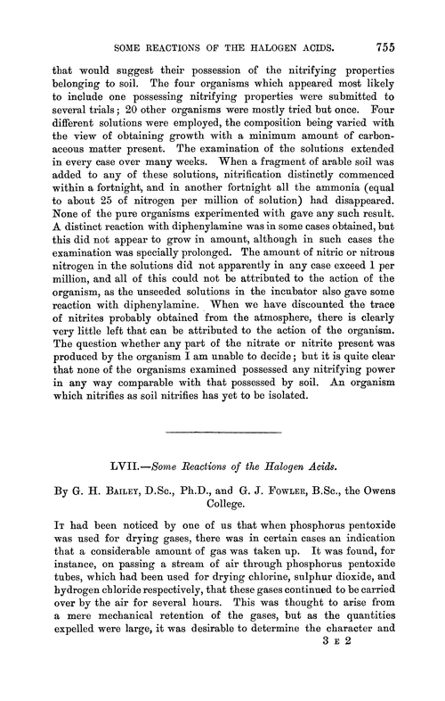 LVII.—Some reactions of the halogen acids