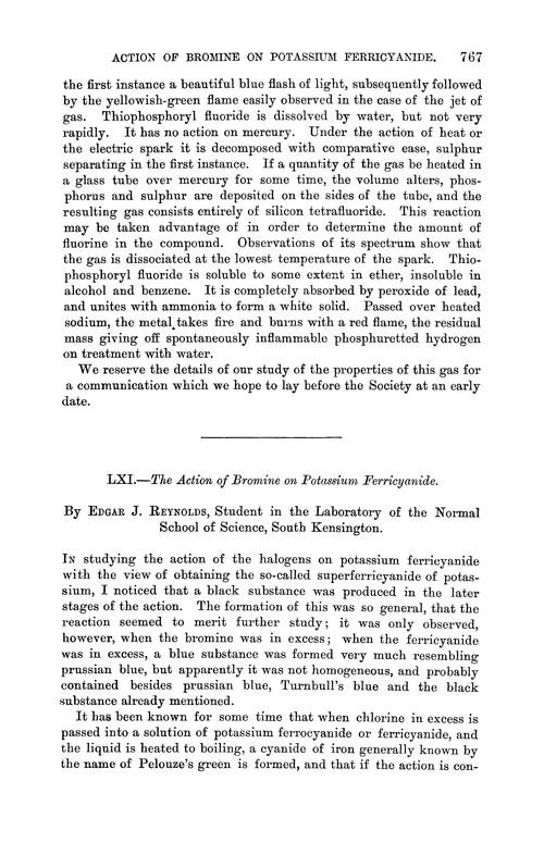 LXI.—The action of bromine on potassium ferricyanide