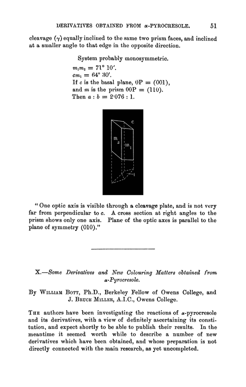 X.—Some derivatives and new colouring matters obtained from α-pyrocresole